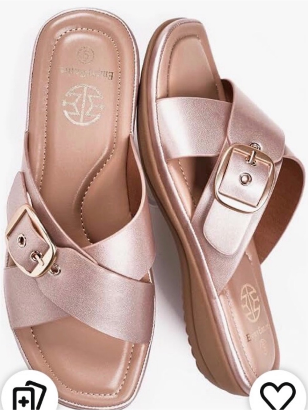 Rose Gold Empty Entire Slide Sandals with Buckle Accent